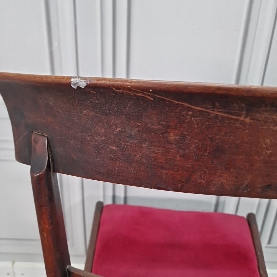 photo vintage Antique Dining Chair Mahogany – Upholstered Seat Carved Legs 19th Century