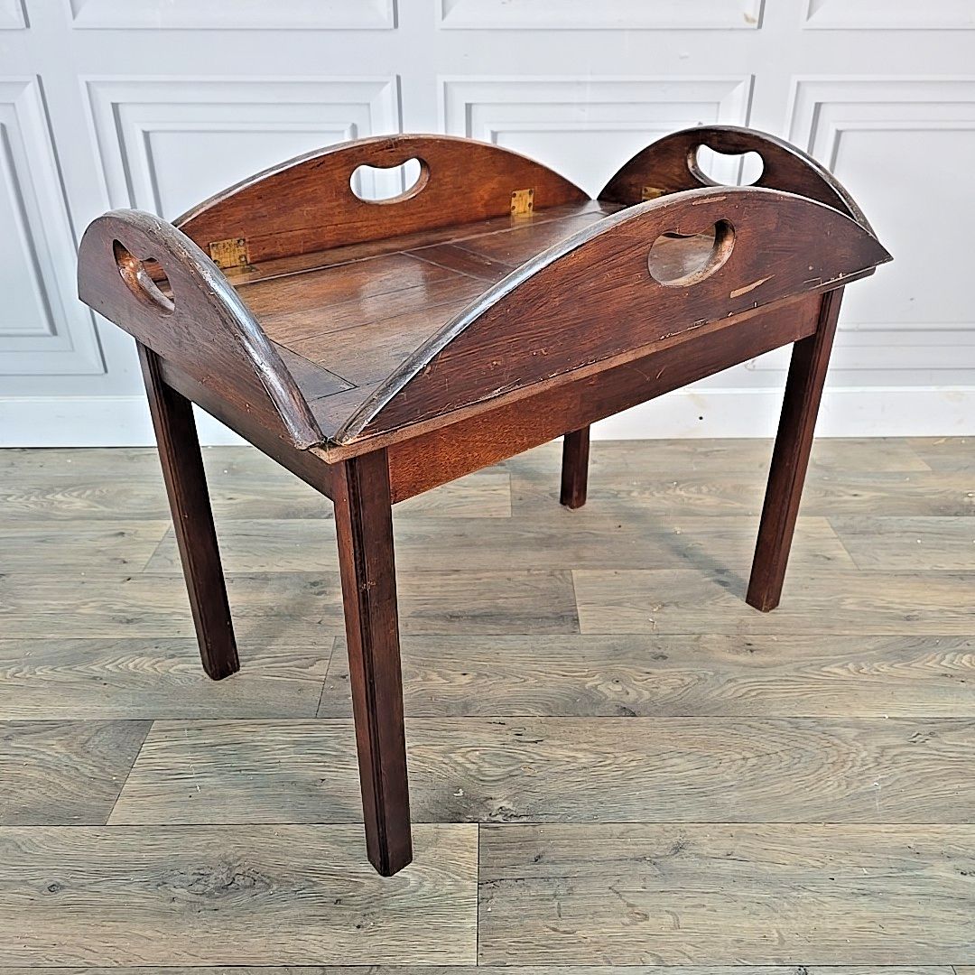 Antique Style Butler’s Tray Coffee Side Table Folding Wooden Top Mahogany