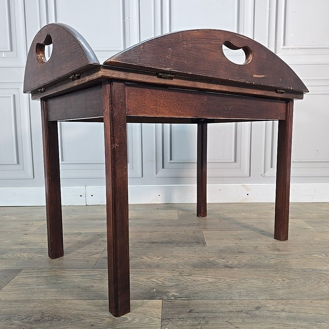 Antique Style Butler’s Tray Coffee Side Table Folding Wooden Top Mahogany photo furniture