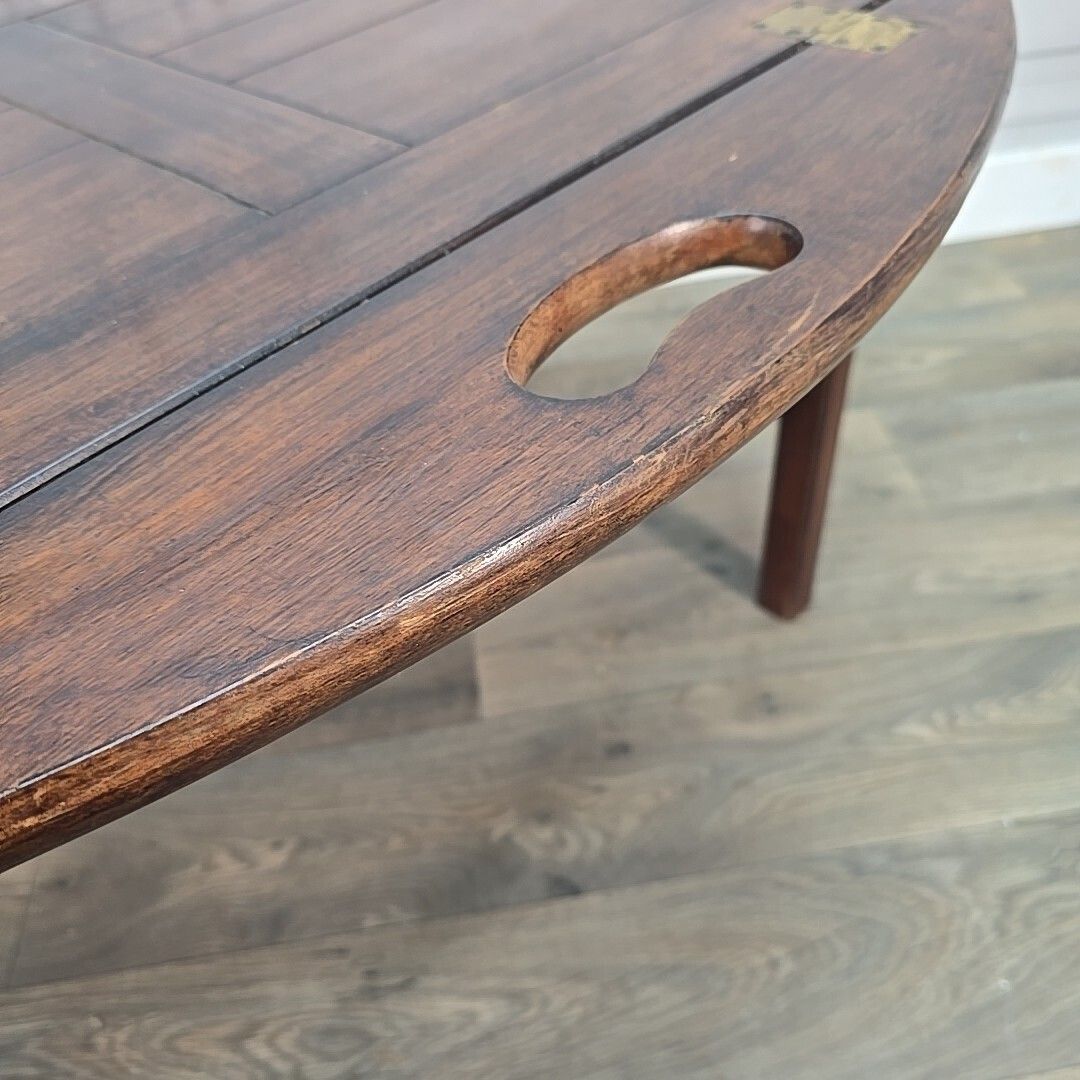 photo furniture Antique Style Butler’s Tray Coffee Side Table Folding Wooden Top Mahogany