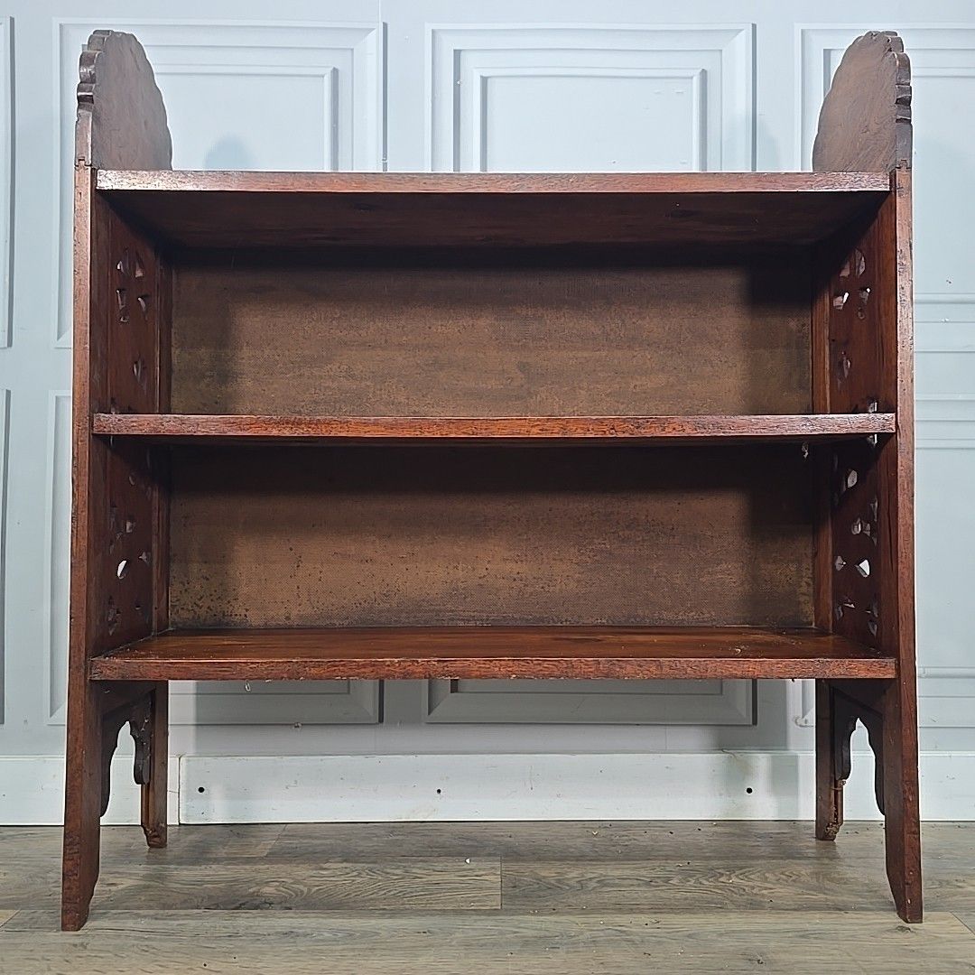 Antique Bookcase Shelves Carved Low Oriental Solid Wooden Display Shelving Unit photo for sale