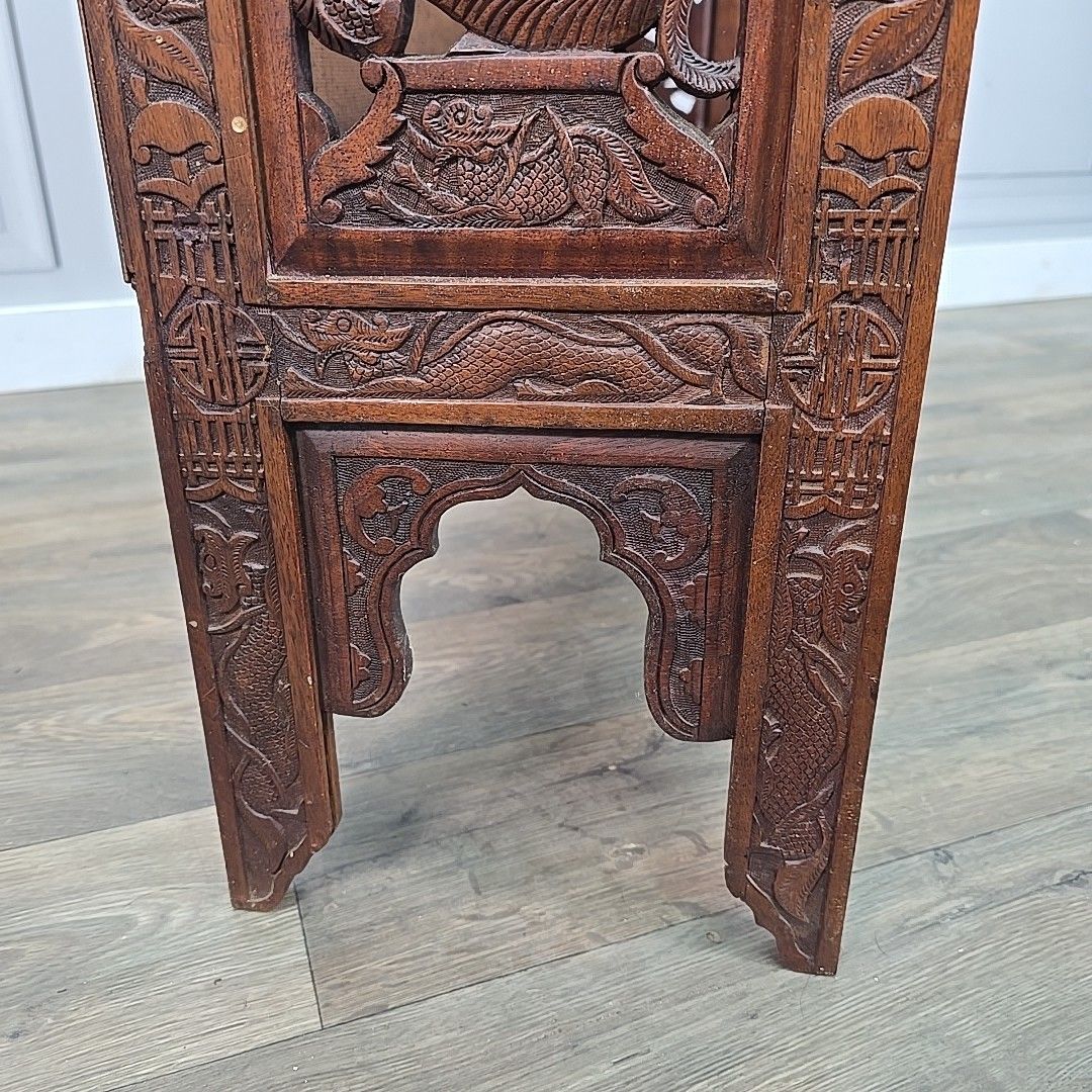 430.0 Antique Bookcase Shelves Carved Low Oriental Solid Wooden Display Shelving Unit photo