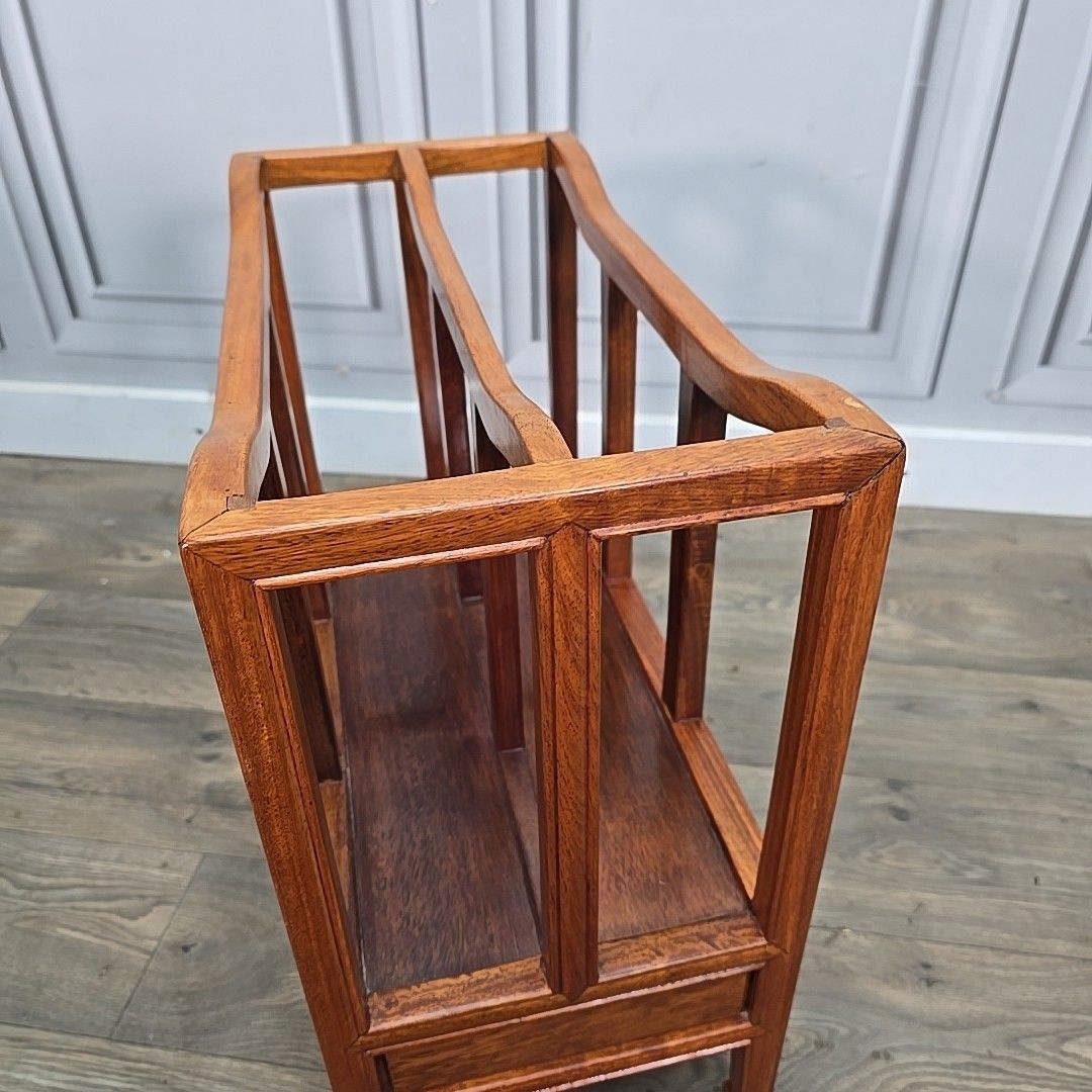 photo vintage Antique Magazine Paper Rack Mahogany Canterbury  Drawer Solid Wood Vintage