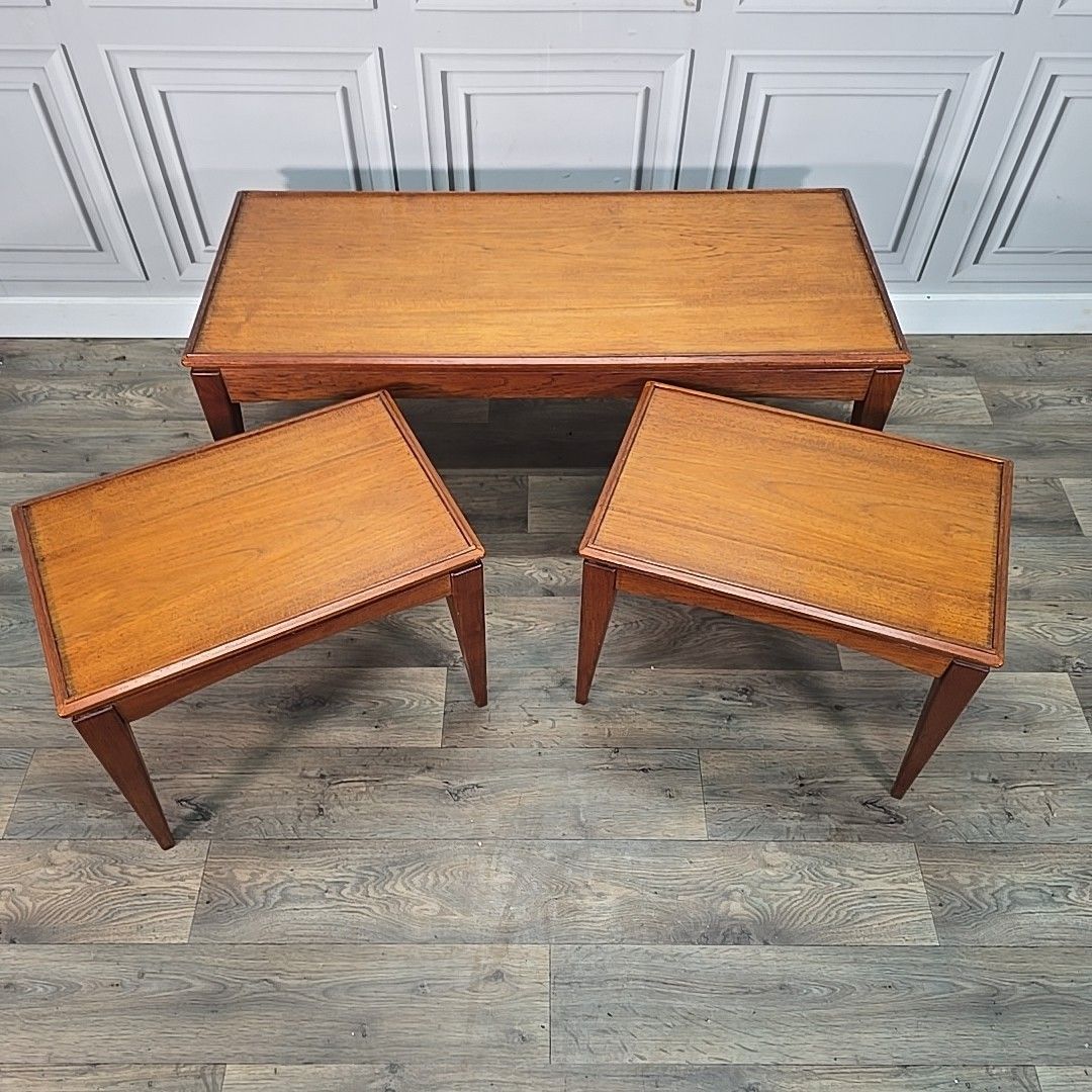 Furniture Vintage Nested Tables Nest Of 3 Teak Wooden  Mid Century Modern Danish photo
