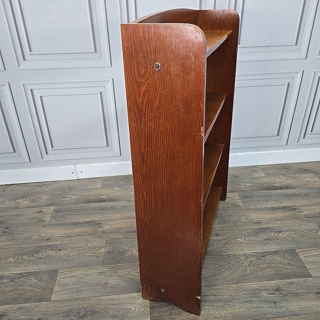 Vintage Mid Century Bookcase Oak Veneer – Shelves – School / Utility Shelf Retro photo buy