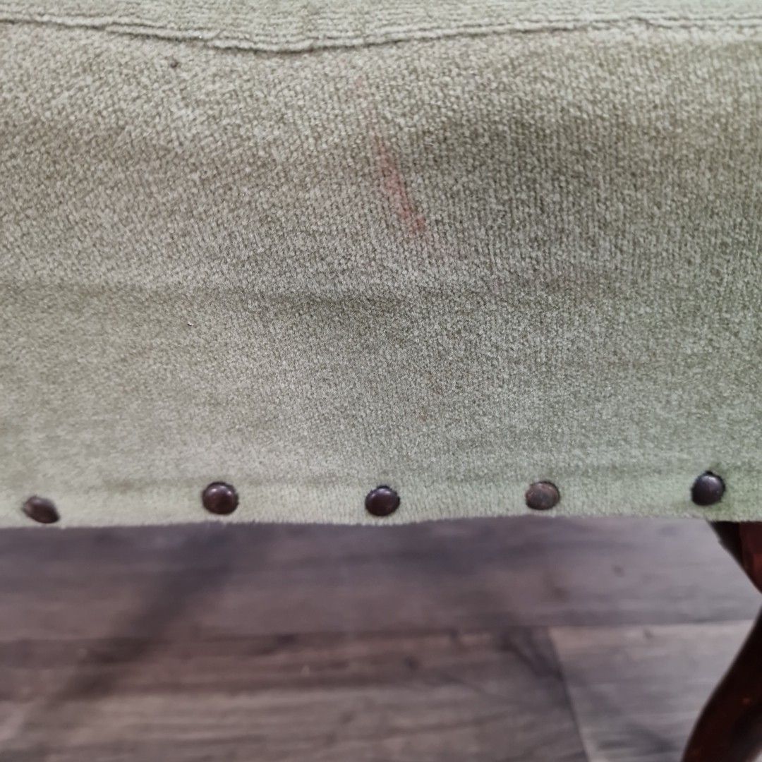 Vintage Small Footstool – Upholstered Top Queen Anne Style Foot Rest Antique photo vinterior