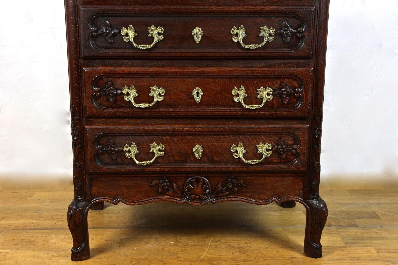 photo furniture 19th Century Baroque Revival Secretaire Cabinet, Oak Handcarved, At Ca. 1870
