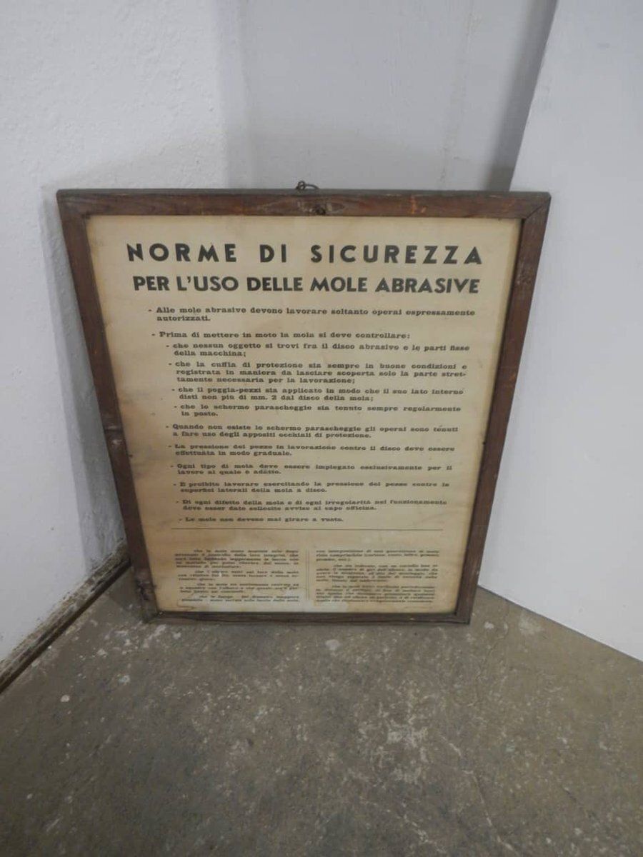 Textile Industry Safety Regulations Sign, 1960 photo furniture
