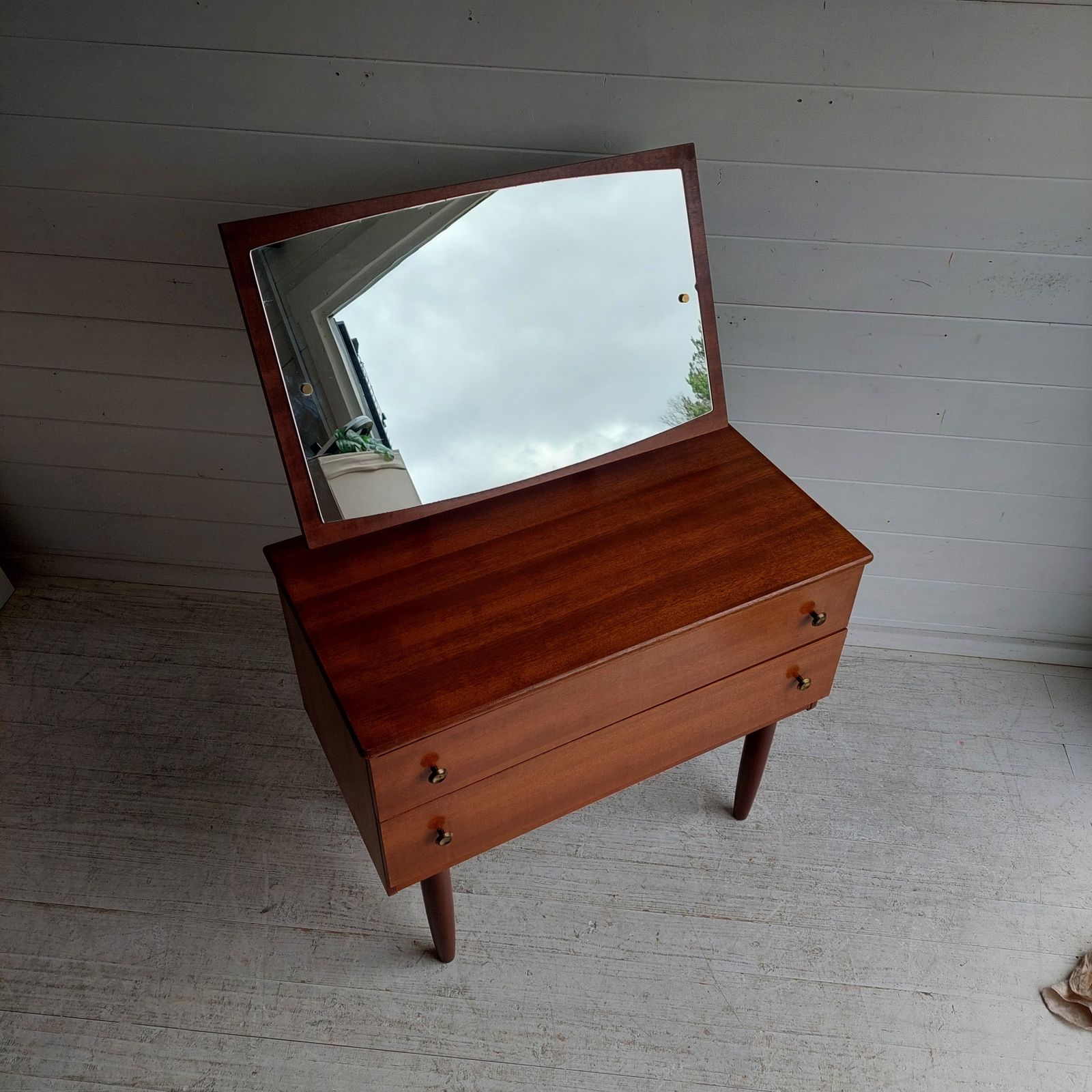 photo for sale Mid Century Teak Chest Of Drawers With Mirror Scandinavian Dresser Vanity Unit  Side Table 60s