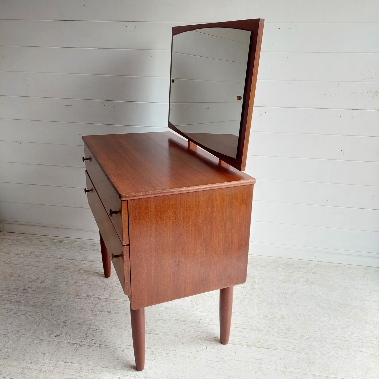 Mid Century Teak Chest Of Drawers With Mirror Scandinavian Dresser Vanity Unit  Side Table 60s photo furniture