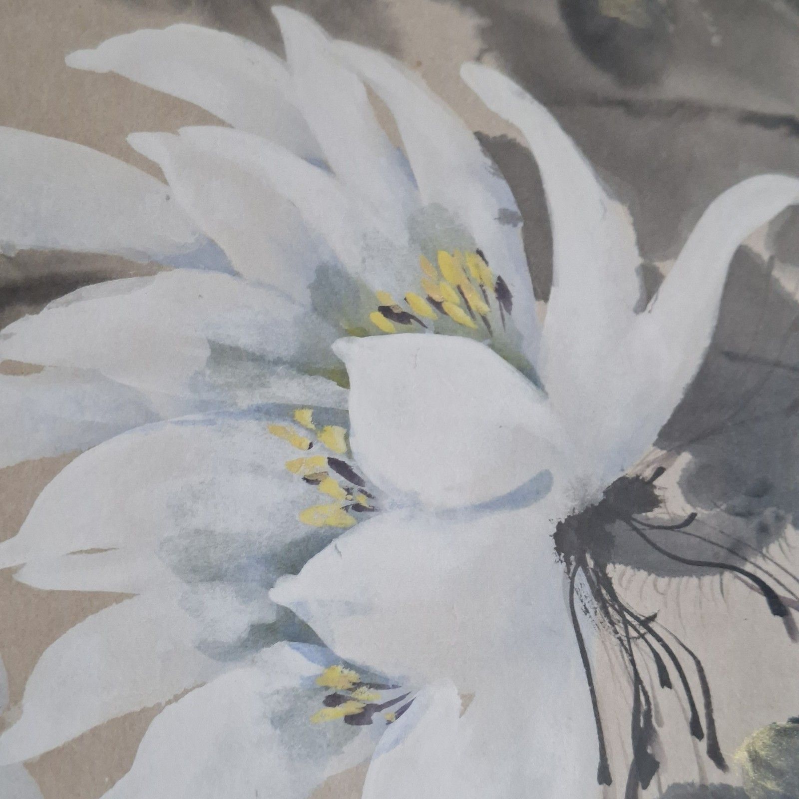Japanese Original Watercolour Painting Signed Framed Large Oriental Art photo furniture