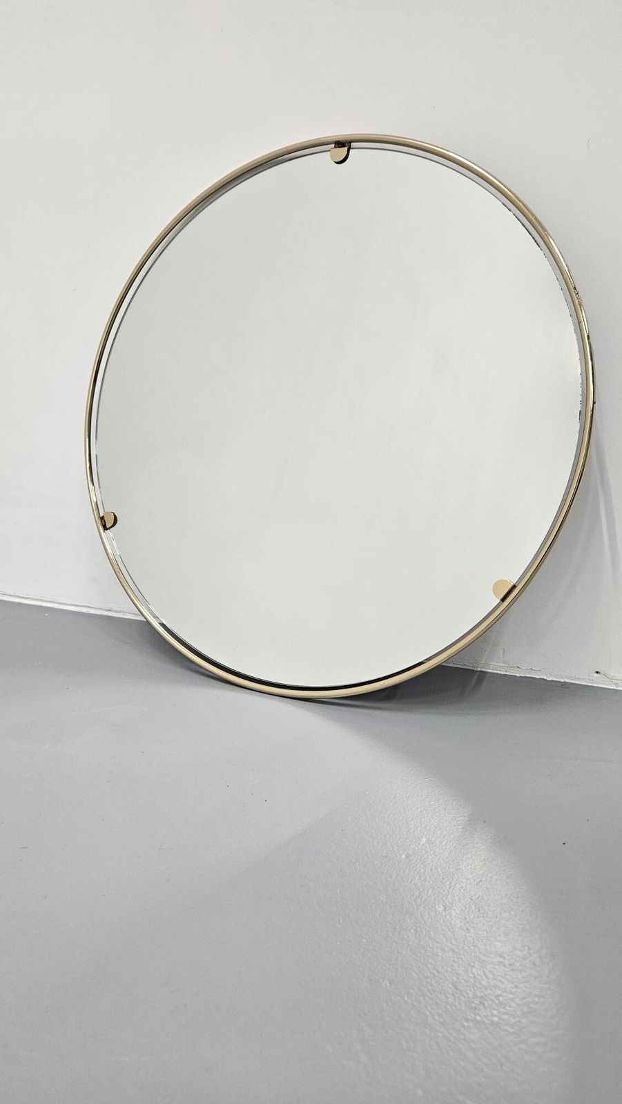 Italian 1960s Solid Brass Wall Mirror With Original Patina – Milan Nightlife Provenance photo for sale