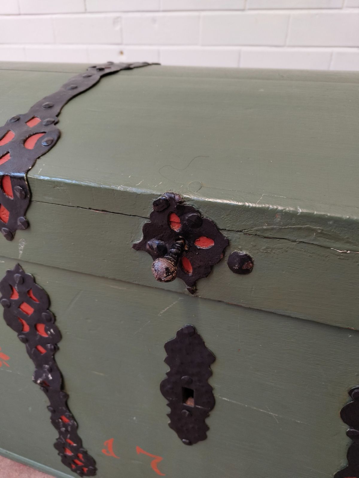 Antique Swedish Painted Dome Top Ships Travel Trunk Coffer Chest photo furniture