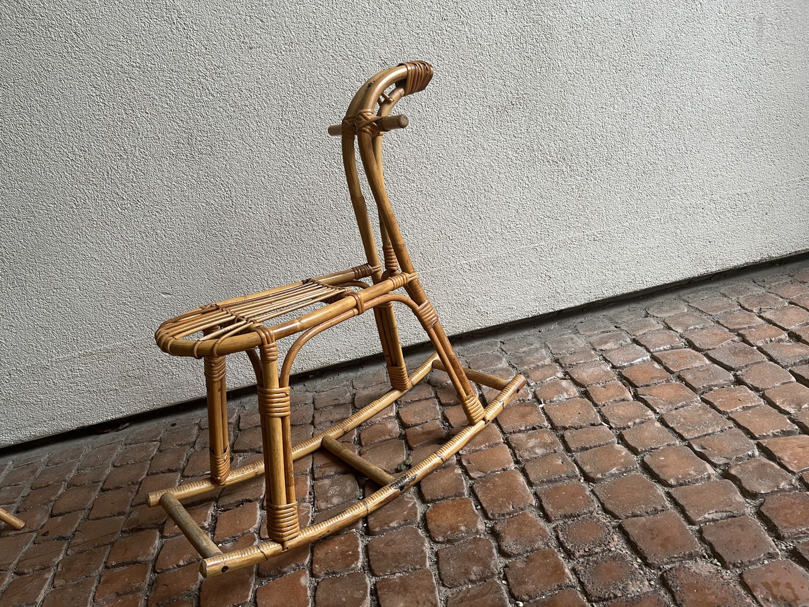 Bent Rattan And Wicker Rocking Horse In The Manor Of  Franco Albini photo furniture