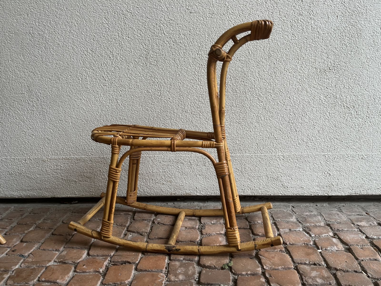 Bent Rattan And Wicker Rocking Horse In The Manor Of  Franco Albini photo vinterior