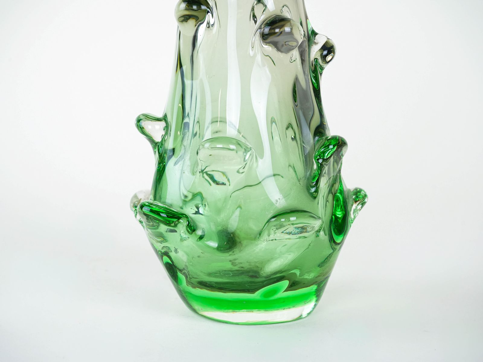 Groene Vaas, Murano Glas, Ca. Jaren 1960, Gemaakt In Italië photo vinterior