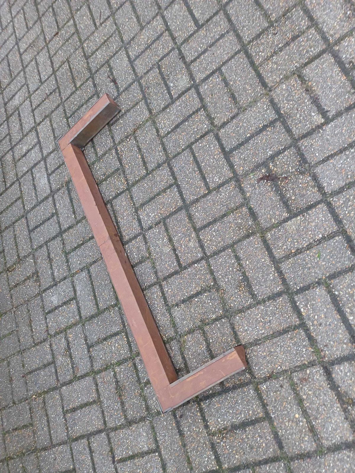photo for sale Antique 1920s Copper Fire Fender Solid Wood Carcass Brass & Copper Mounts Vintage Fireplace Rustic Patina Hearth Guard