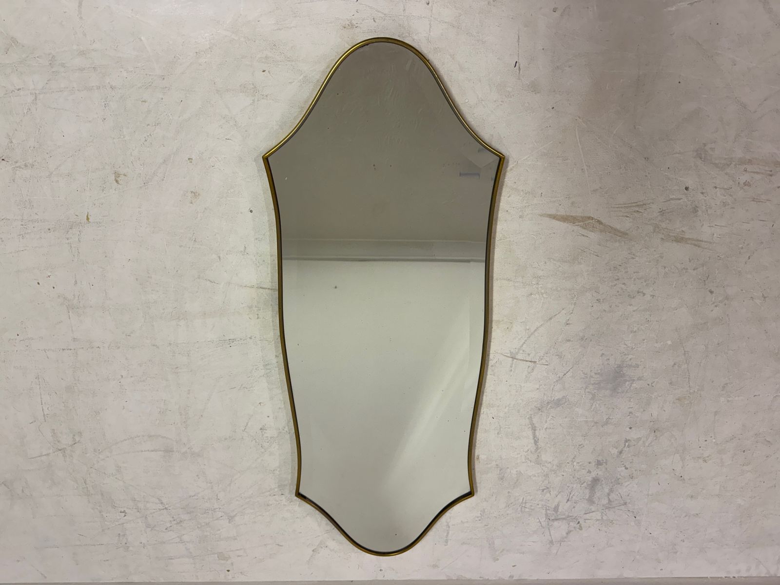 photo furniture Italian Brass Wall Mirror, Circa 1970s.