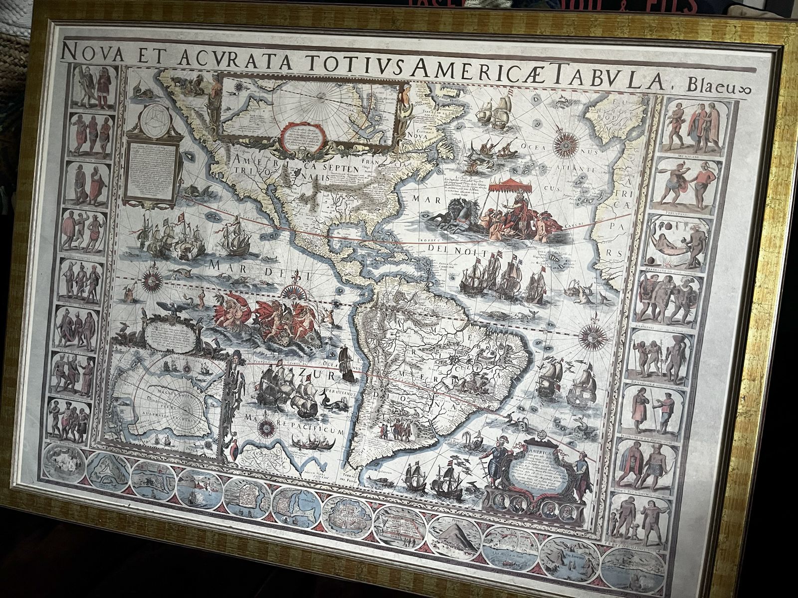Large Framed Decorative Map Of The Americas – Statement Wall Piece (100 × 74 Cm) photo 295.0