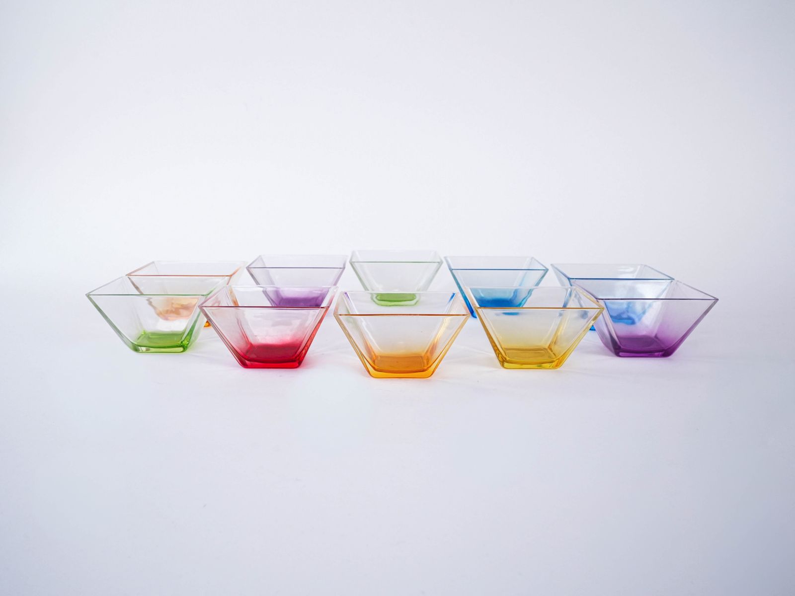 Set Of Square Glass Bowls, Italian Design, 1980s, Made In Italy photo for sale