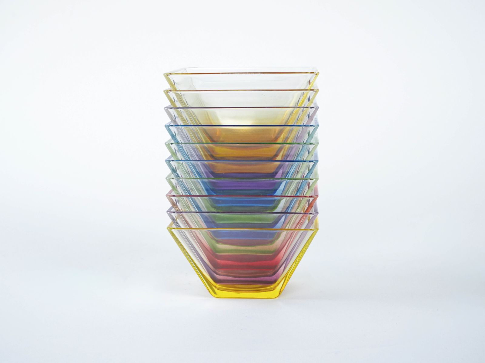 Set Of Square Glass Bowls, Italian Design, 1980s, Made In Italy photo buy
