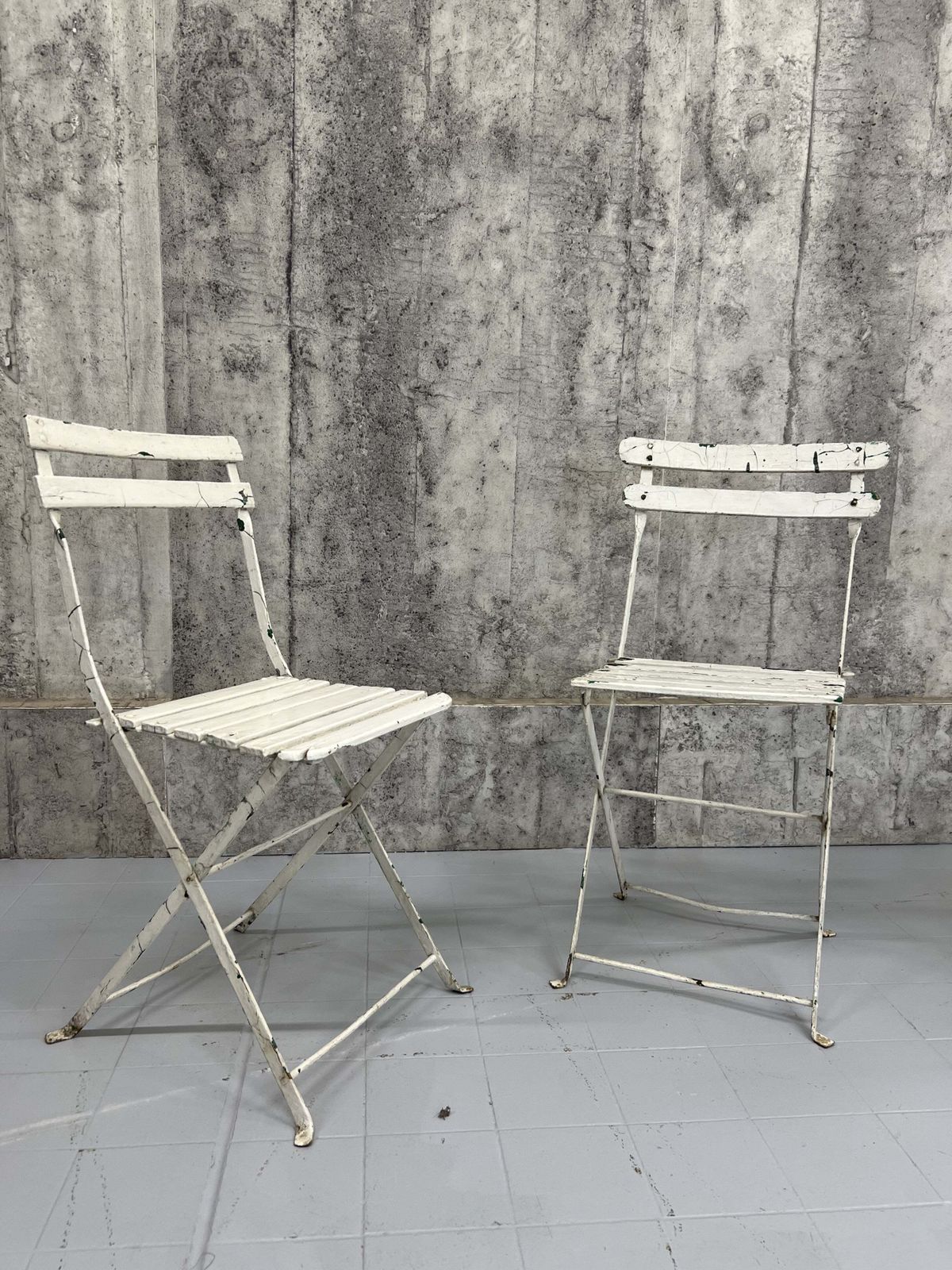 295.0 Folding White Garden Table And Two Bistro Chairs photo
