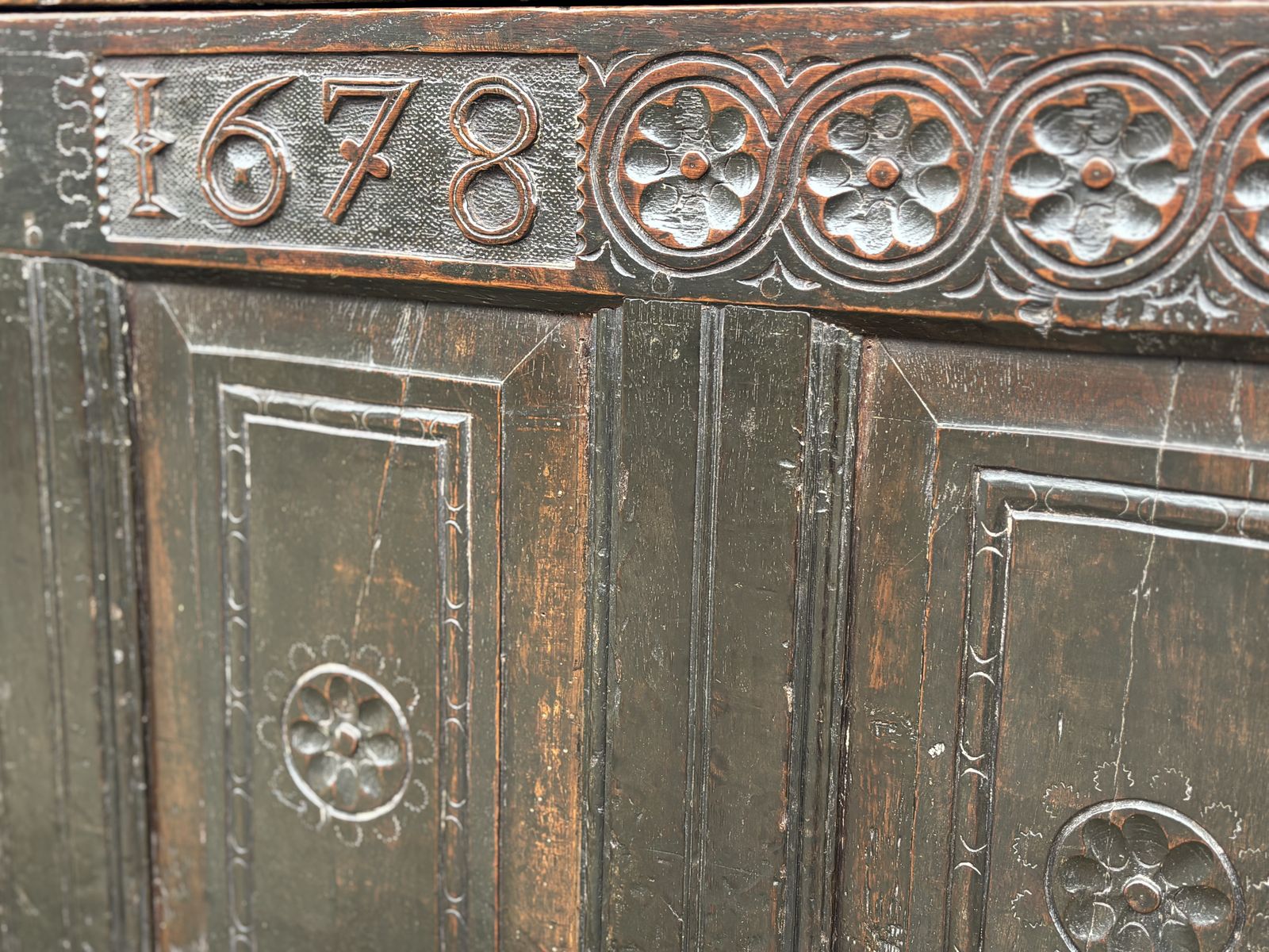 17th Century Joined Oak Lancashire Coffer photo for sale