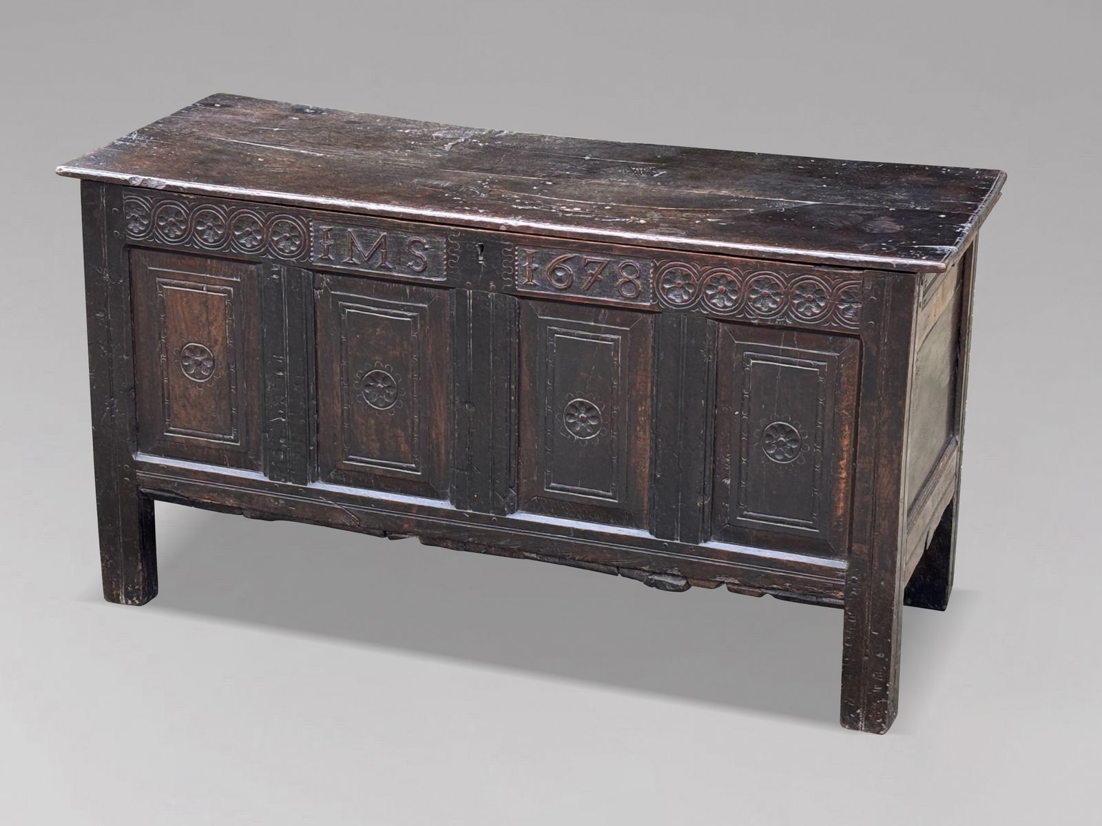 photo for sale 17th Century Joined Oak Lancashire Coffer