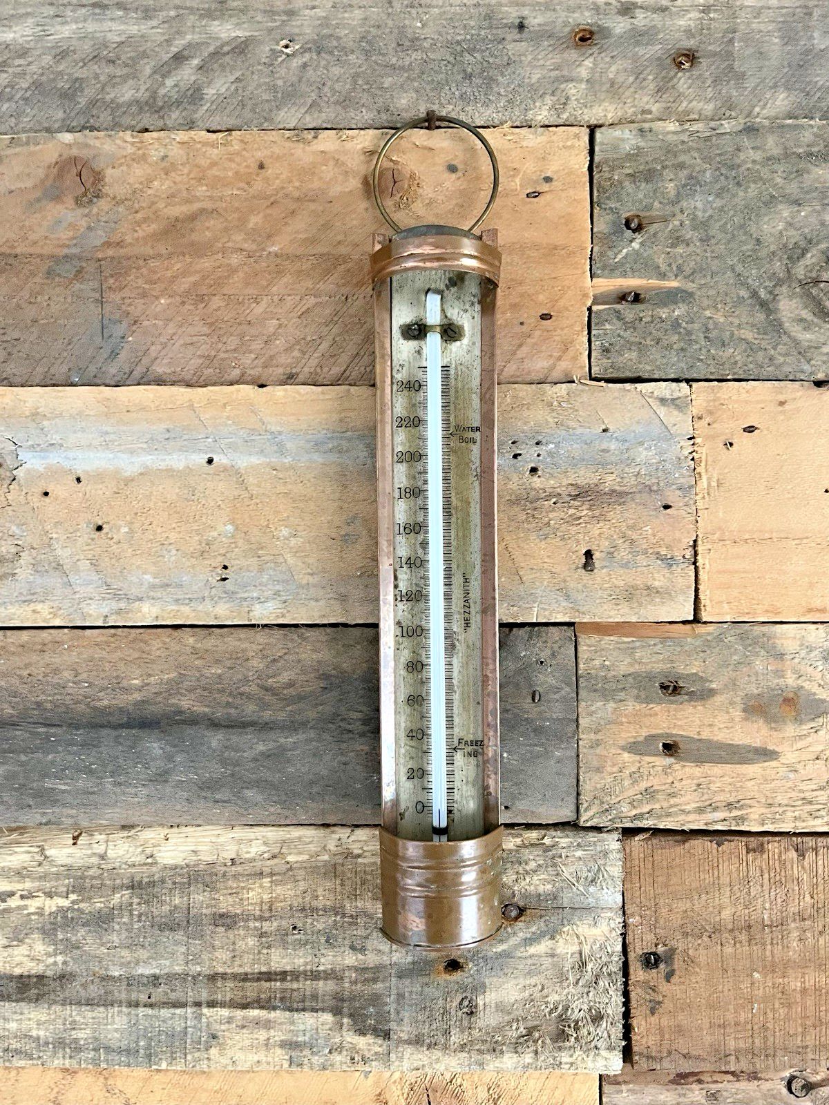 Home Decor Antique 1930's Scientific Hezzanith Copper Fahrenheit Thermometer Meteorological photo