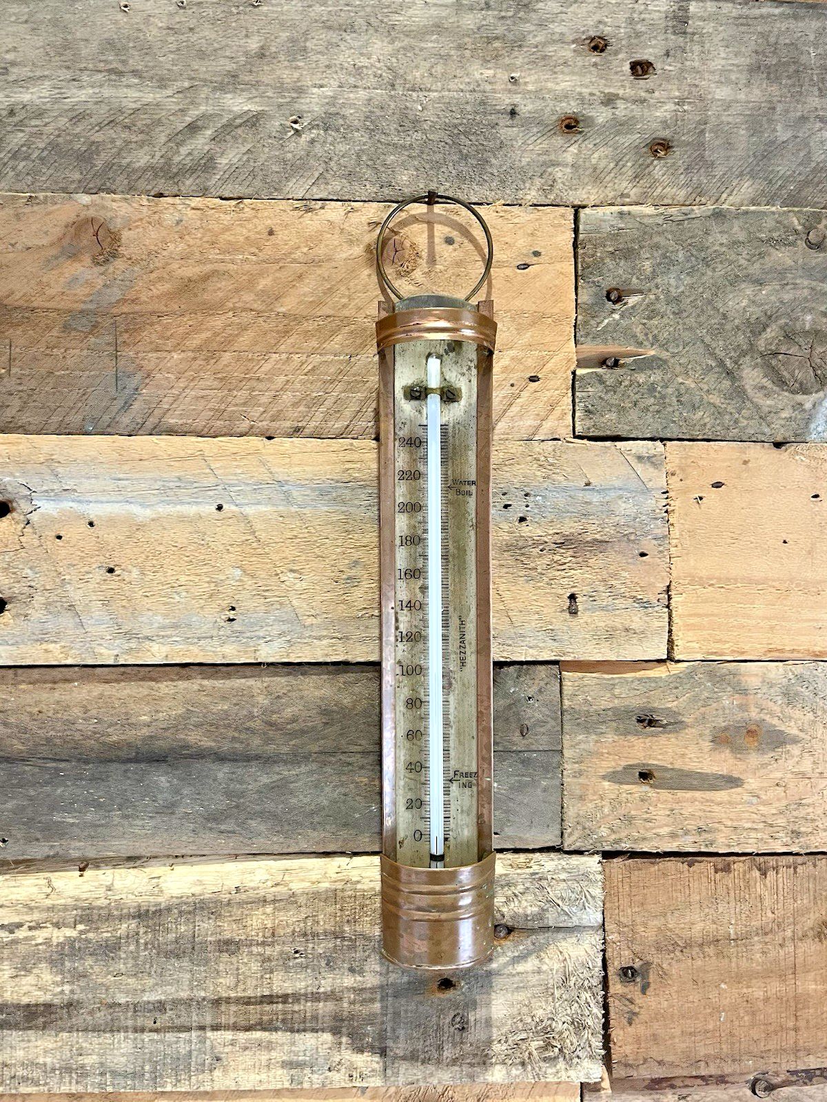 60.0 Antique 1930's Scientific Hezzanith Copper Fahrenheit Thermometer Meteorological photo