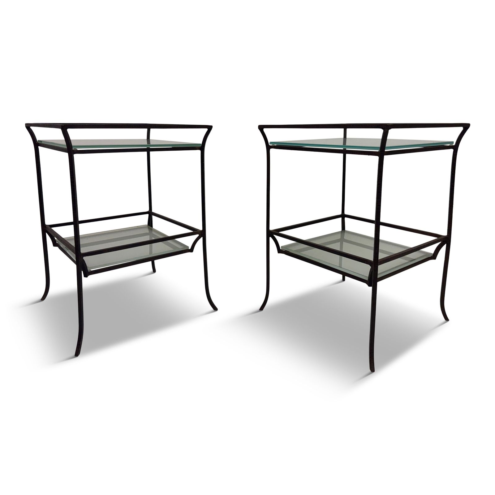 Pair Of French Two Tier Wrought Iron Side Tables