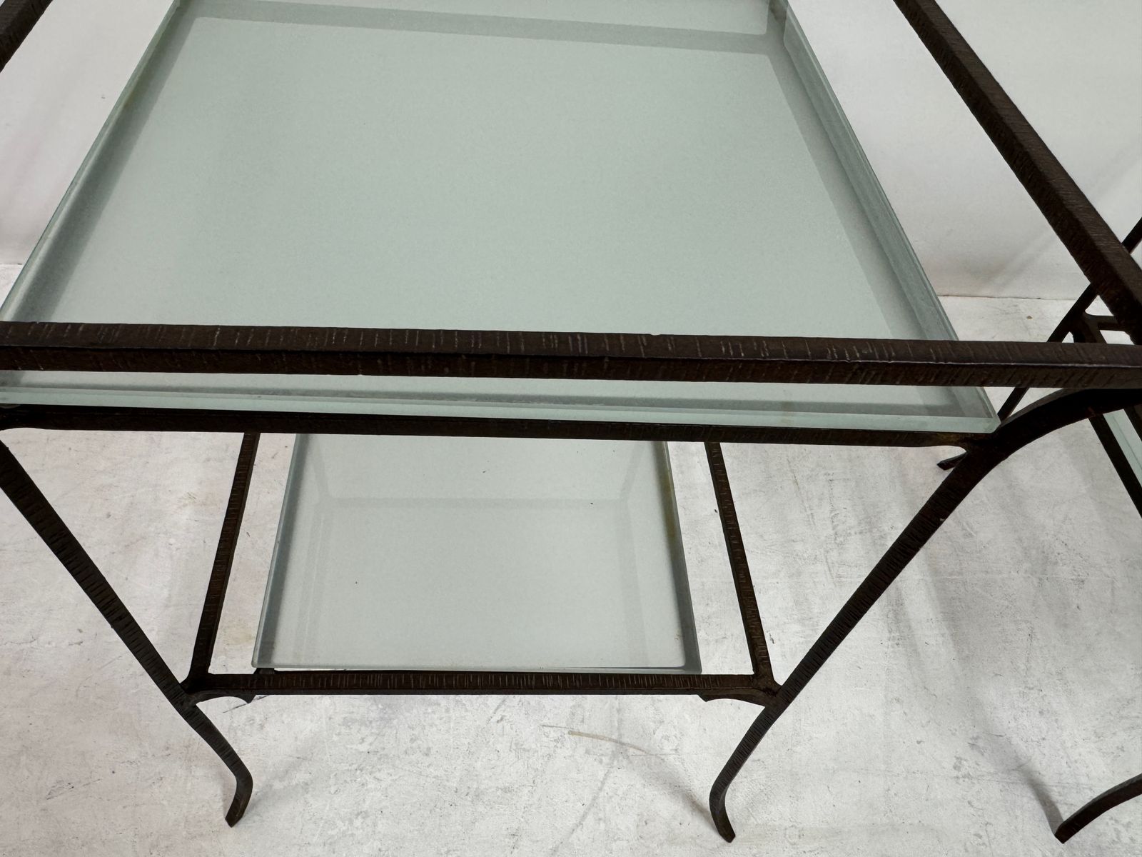 Pair Of French Two Tier Wrought Iron Side Tables photo 1195.0