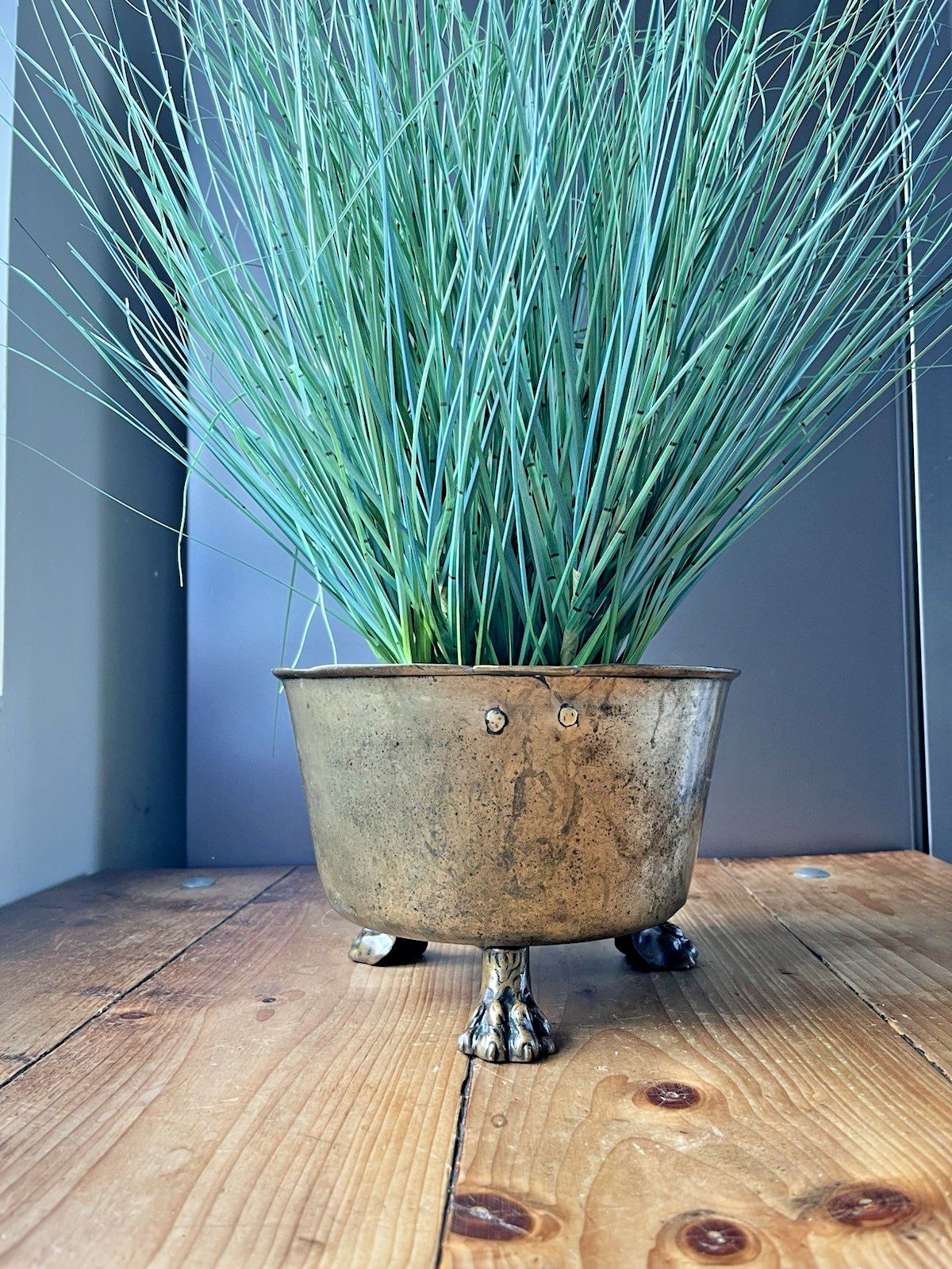 Quality Antique Bronze Brass Lions Foot Planter Plant Pot Jardiniere Cachepot photo furniture