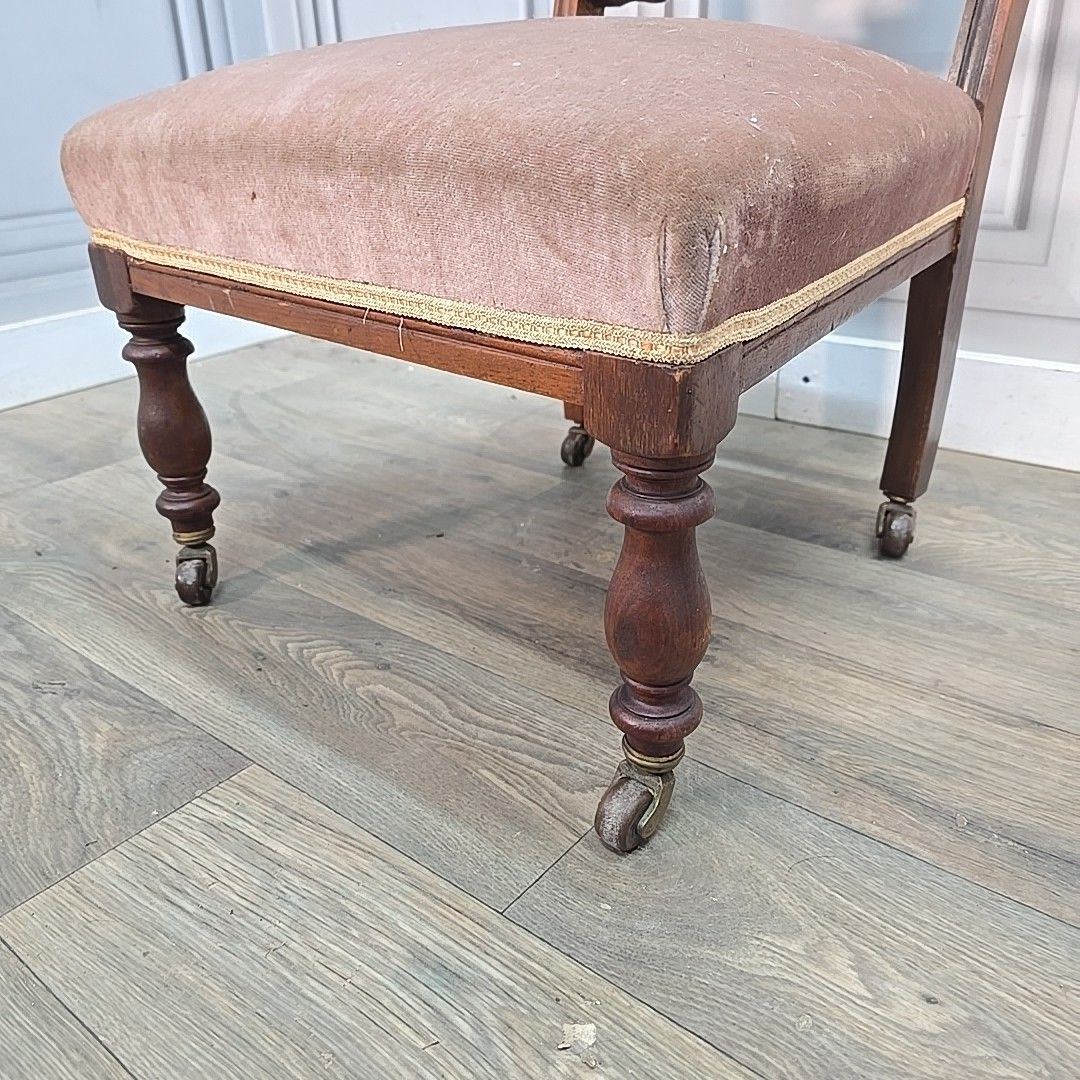 Antique Pair Bedroom Chairs Solid Wood Carved Hall Nursing Seats Mahogany photo 230.0