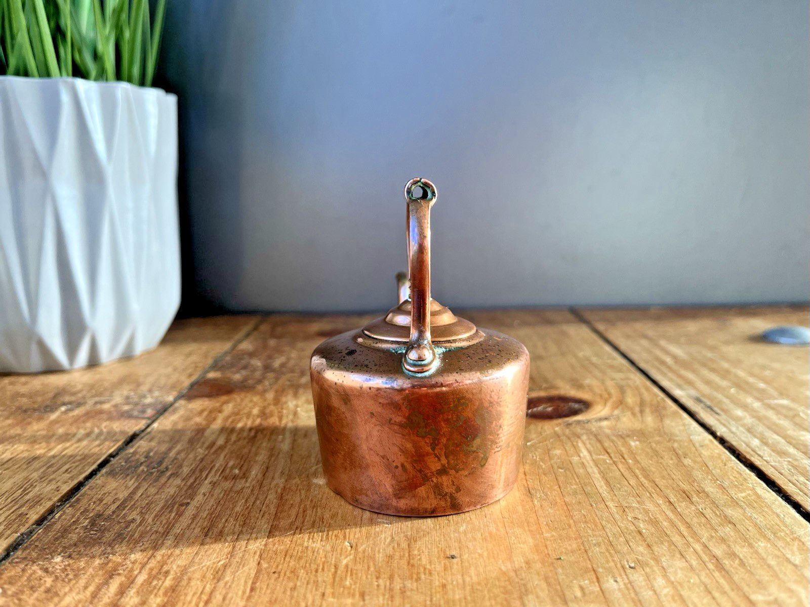 Antique Victorian Miniature Salesmans Sample English Copper Fireside Kettle 19th photo 55.0