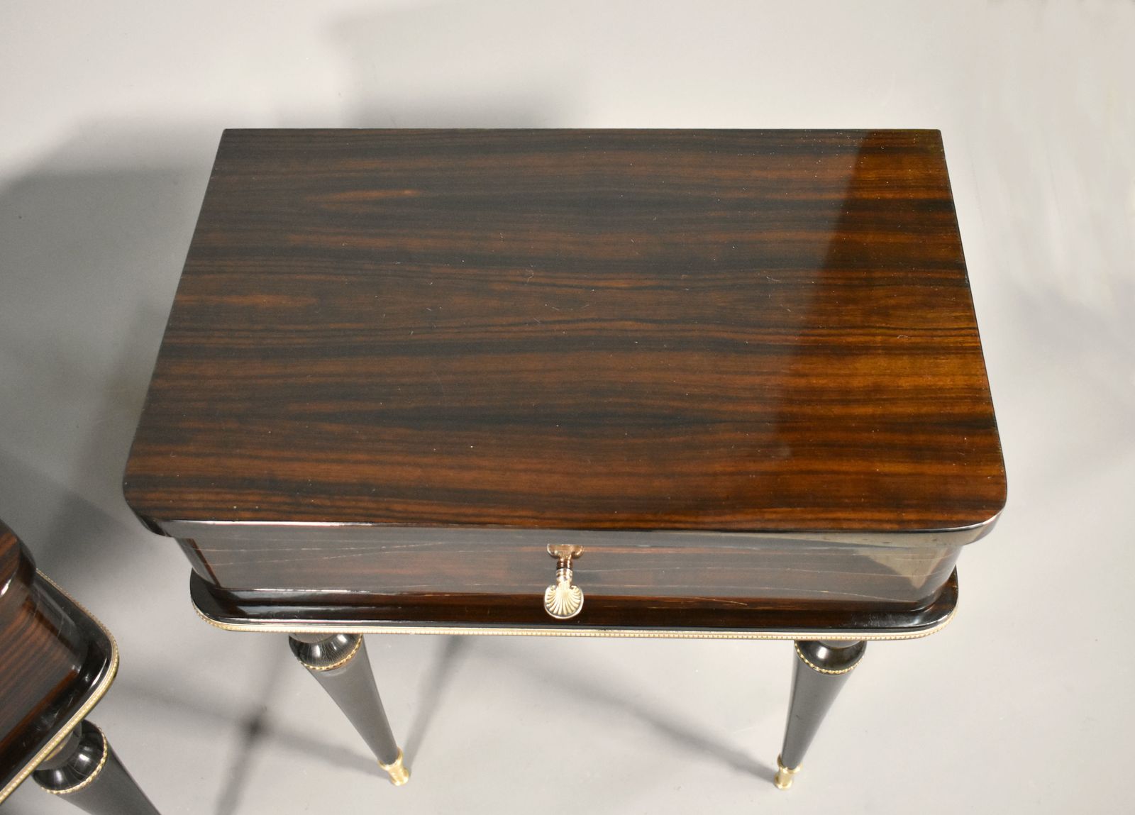 Pair Of French Mid Century Macassar Ebony Bedside Cabinets photo vinterior