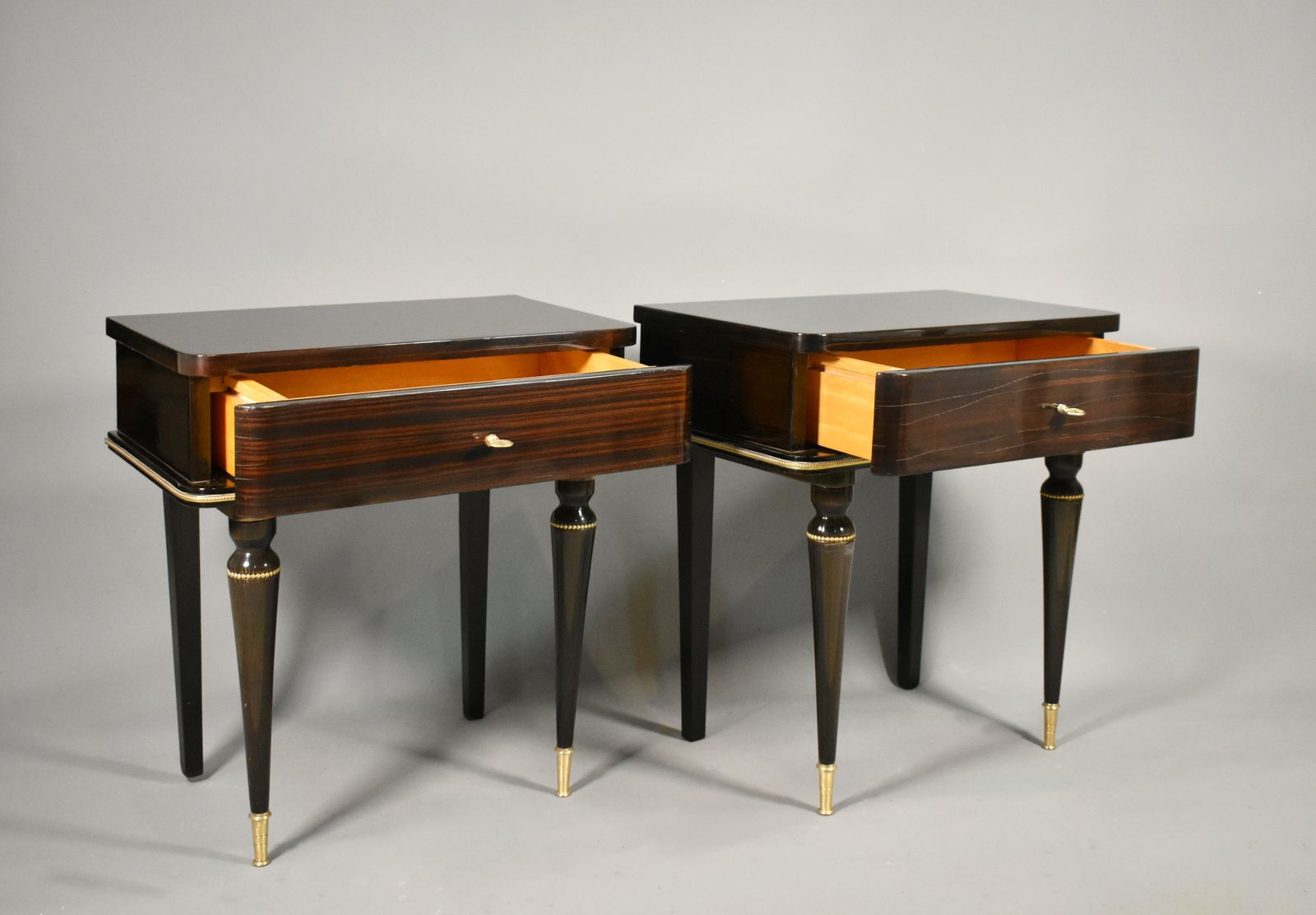 Pair Of French Mid Century Macassar Ebony Bedside Cabinets photo buy