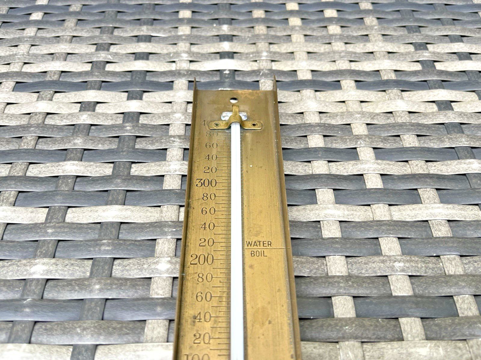 Antique 1920's Scientific Brannan London Brass Fahrenheit Industrial Thermometer photo for sale