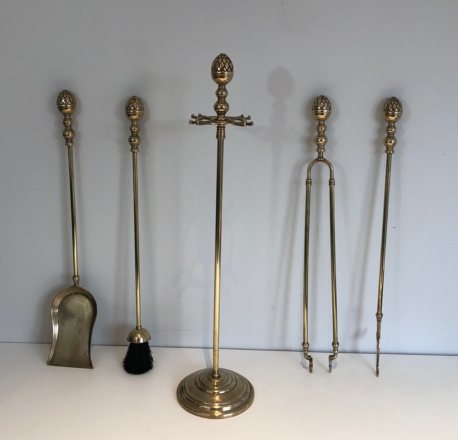 Neoclassical Style Brass Pineapple Fireplace Tools photo furniture