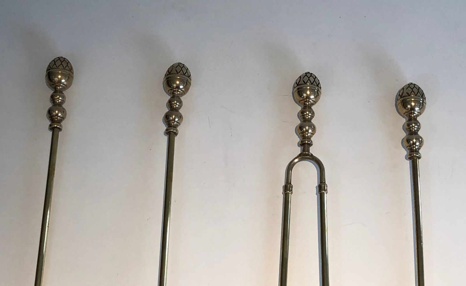 Neoclassical Style Brass Pineapple Fireplace Tools photo 1150.0