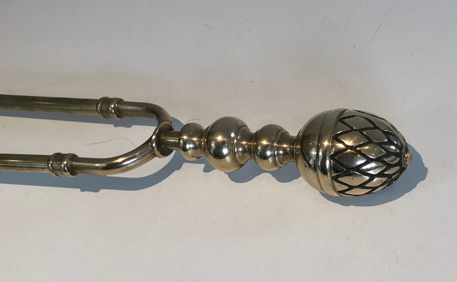 Neoclassical Style Brass Pineapple Fireplace Tools photo vintage