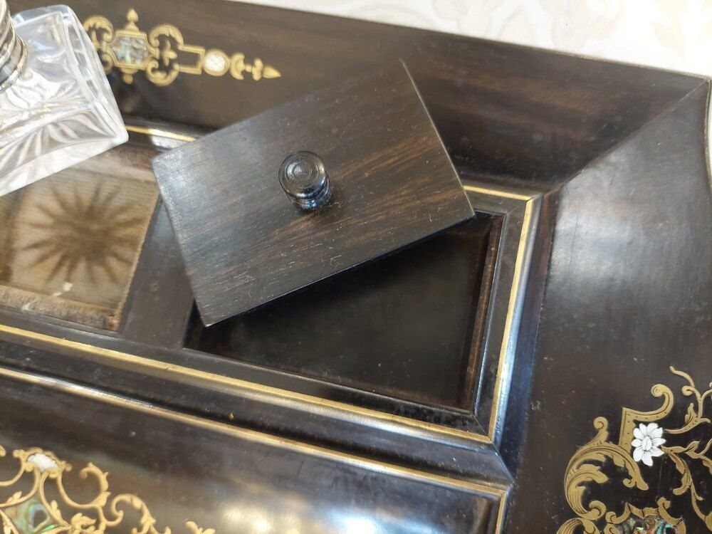 Mid 19thc Coramandel Inkwell Stand/Desk Tidy photo Home Decor