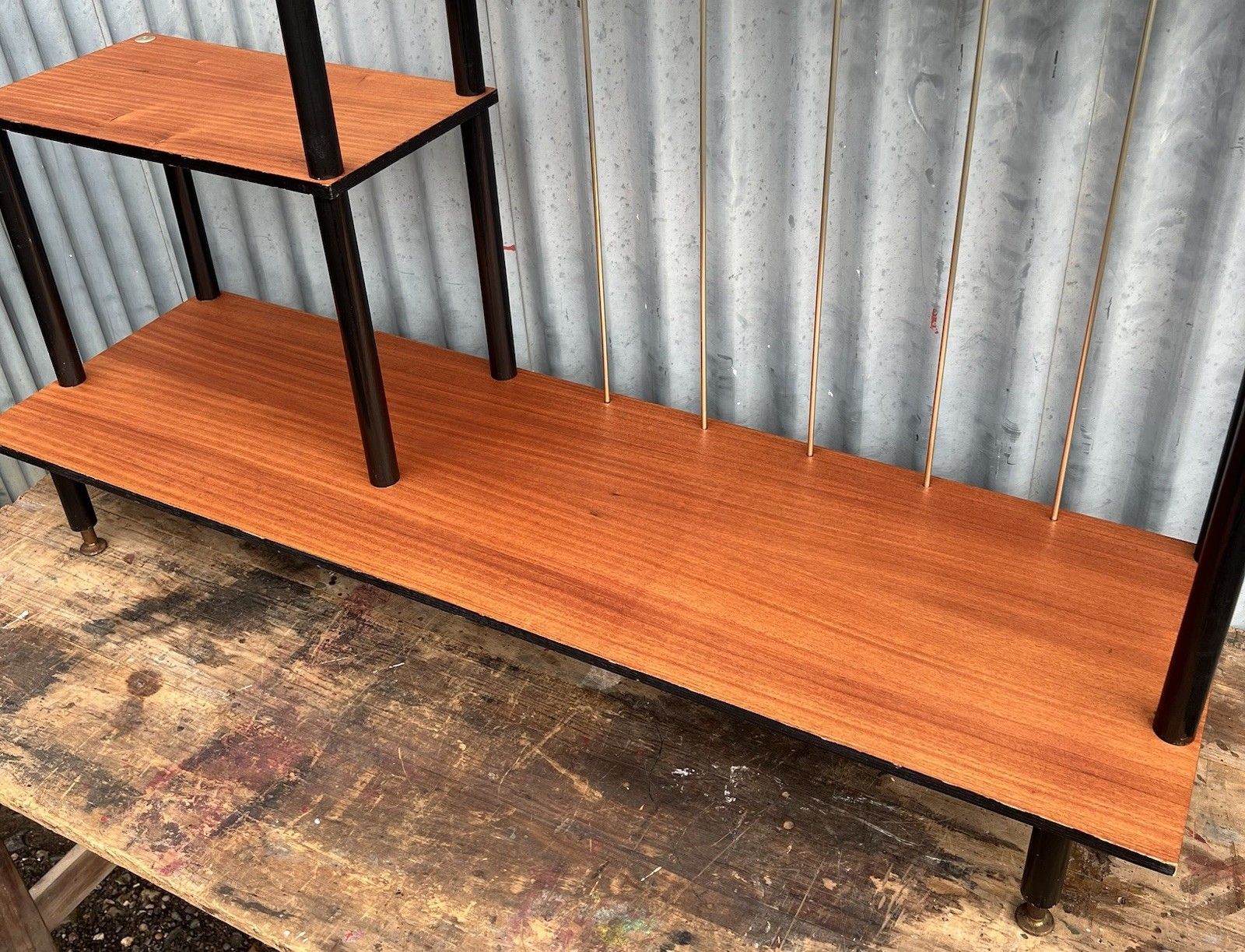 photo for sale Vintage Teak Mid Century Free Standing Shelving Unit Book Case Display 60s 70s