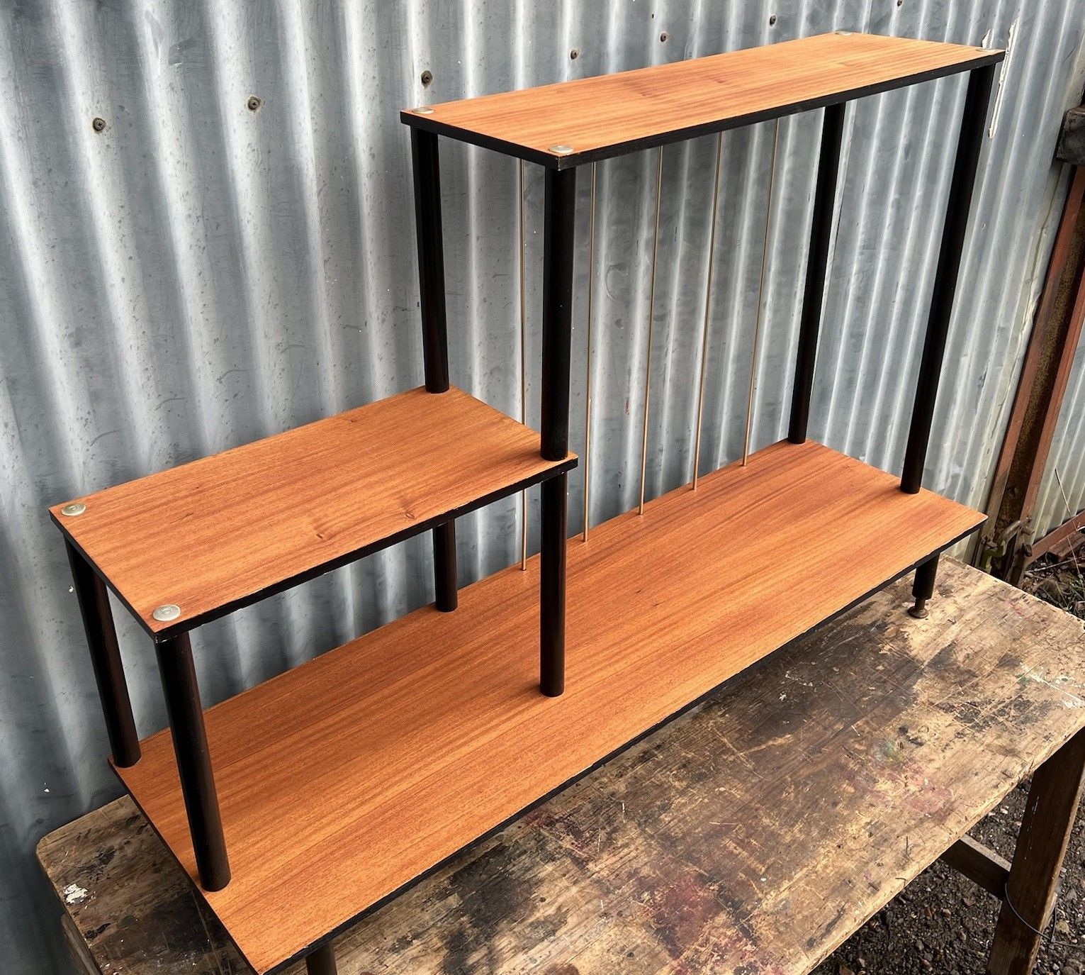Furniture Vintage Teak Mid Century Free Standing Shelving Unit Book Case Display 60s 70s photo