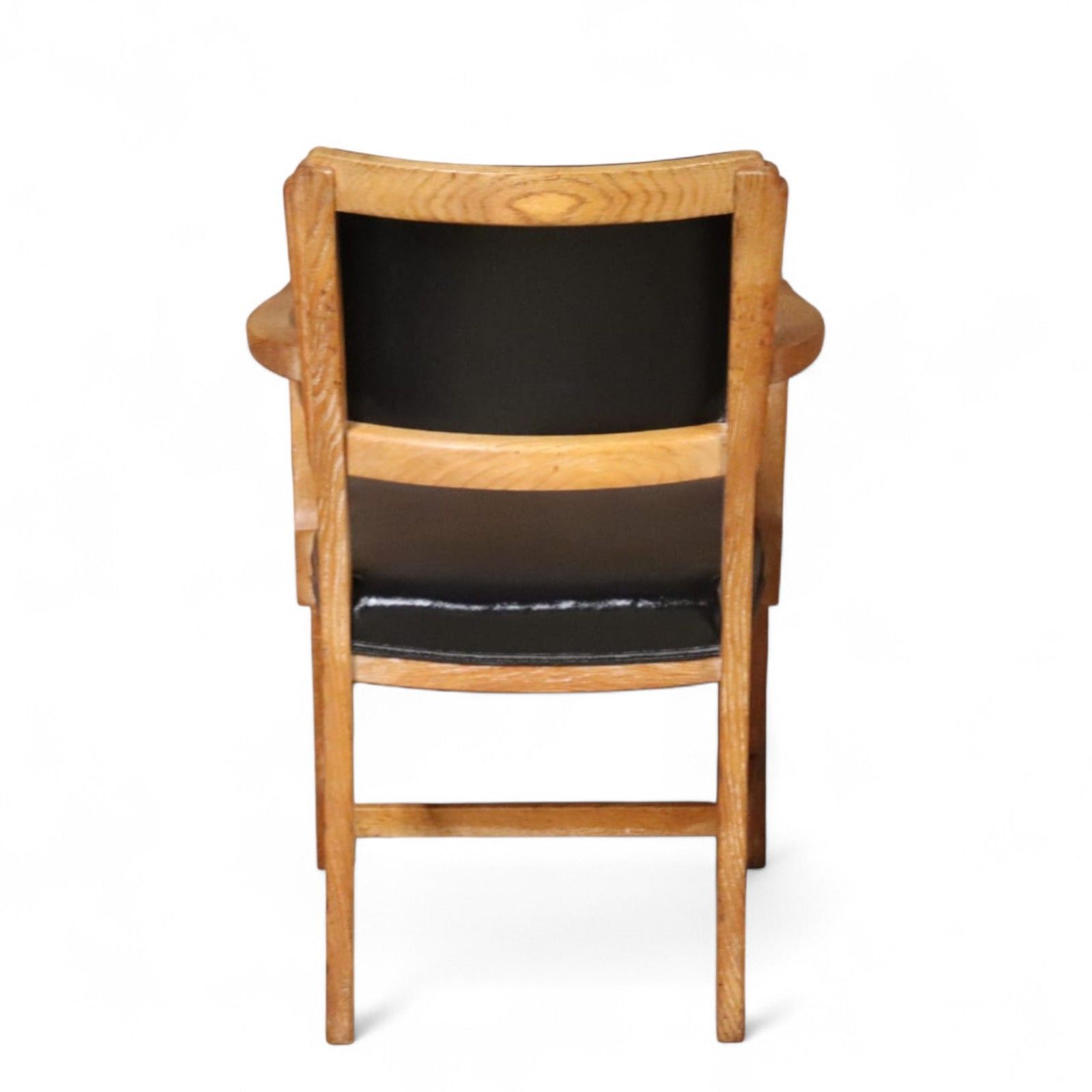 ​Art Deco Oak Desk Chair Heal’s Style 1930s Library Armchair Black Vinyl Office photo Furniture