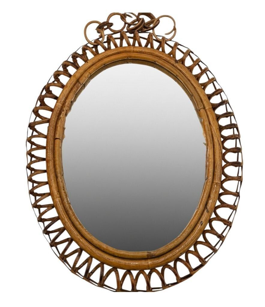 An Italian 1960's Bamboo Spiral Framed Mirror By Franco Albini For Bonacina photo furniture