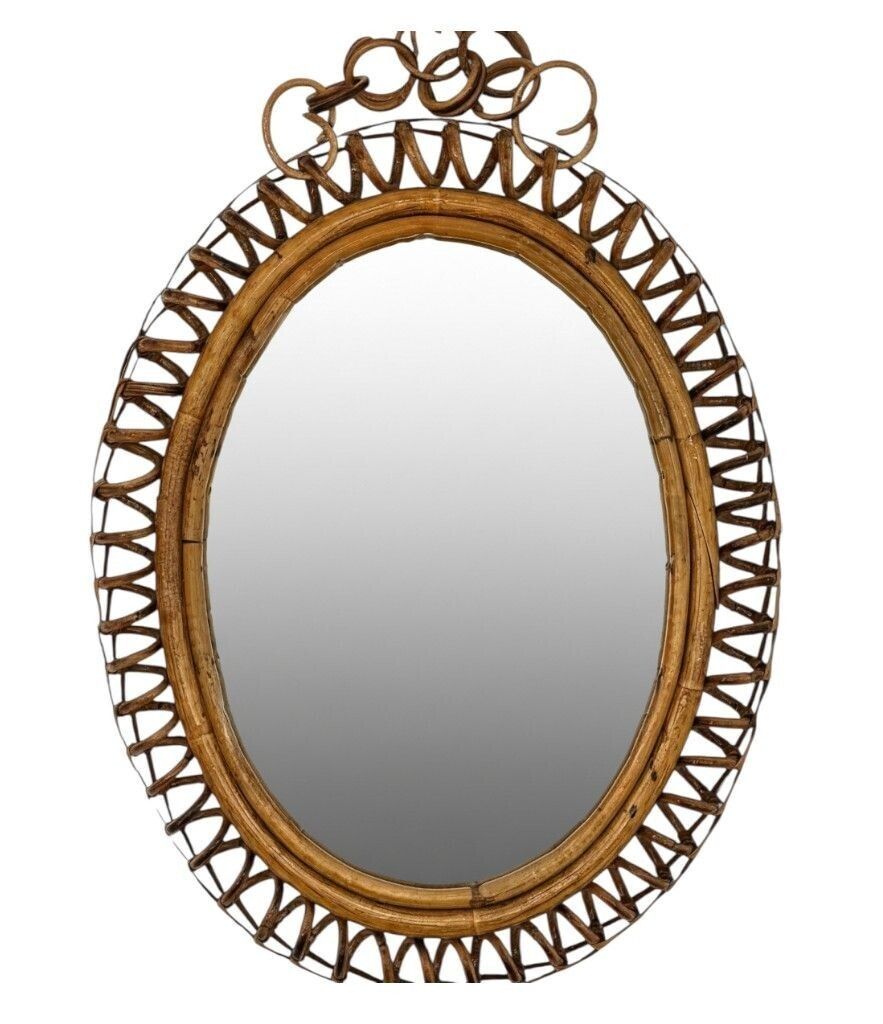 An Italian 1960's Bamboo Spiral Framed Mirror By Franco Albini For Bonacina photo 675.0