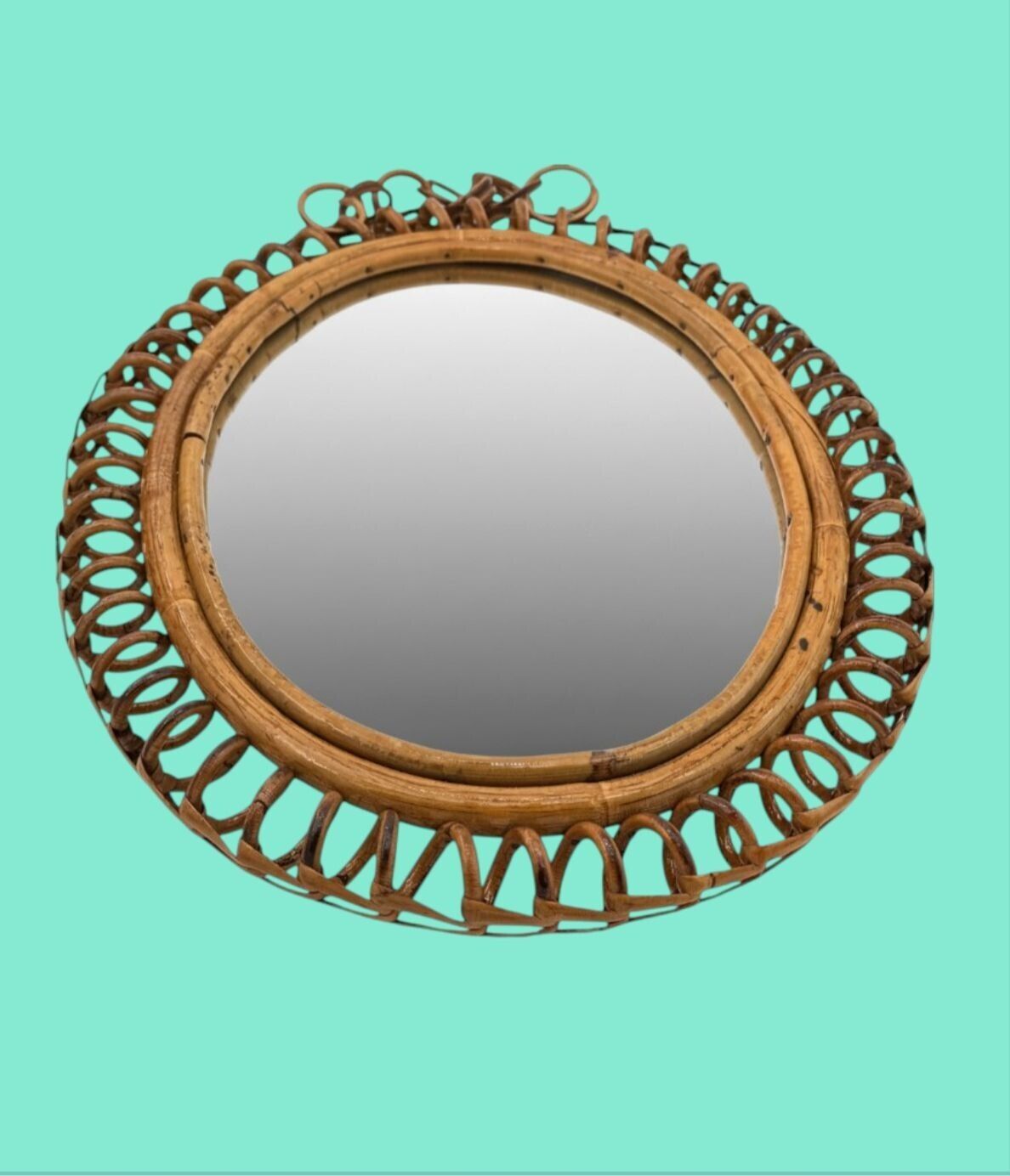 An Italian 1960's Bamboo Spiral Framed Mirror By Franco Albini For Bonacina photo vinterior