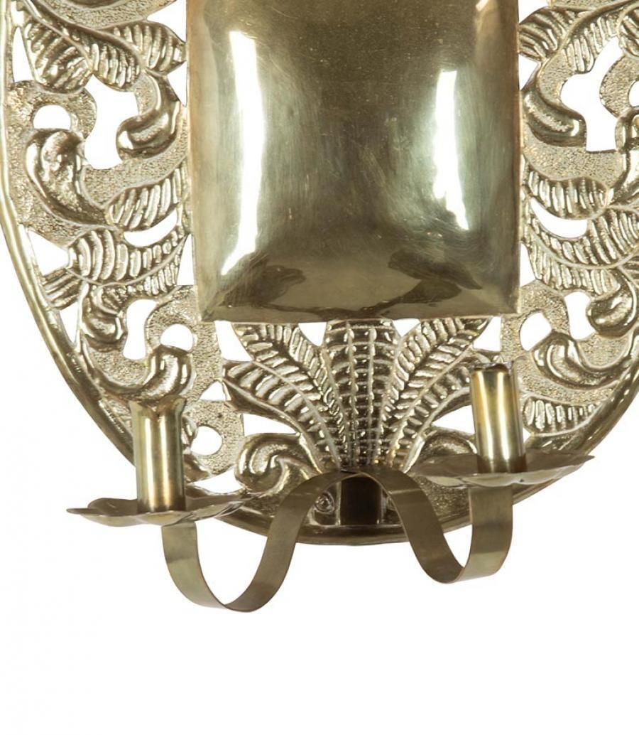 Pair Of 19th Century Swedish Pressed Brass Wall Sconces photo for sale