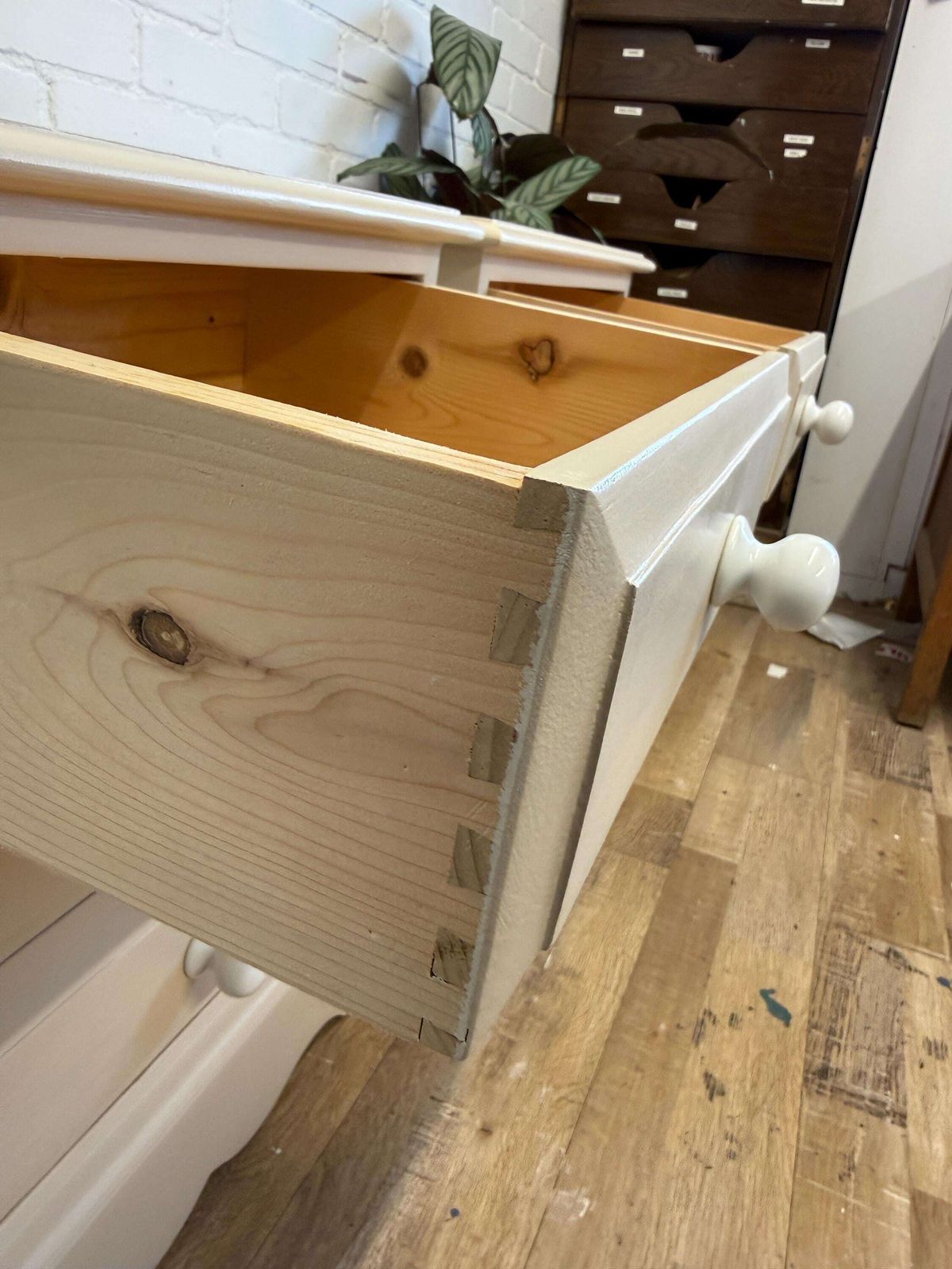Furniture Pair Of Painted Pine Bedside Tables Solid Pine | Farrow & Ball Joa’s White photo